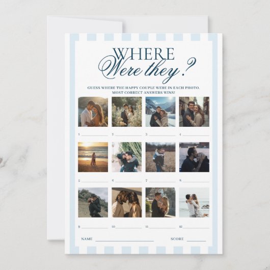Downloadable Blue Stripes Where were they Card 招待状 (正面)