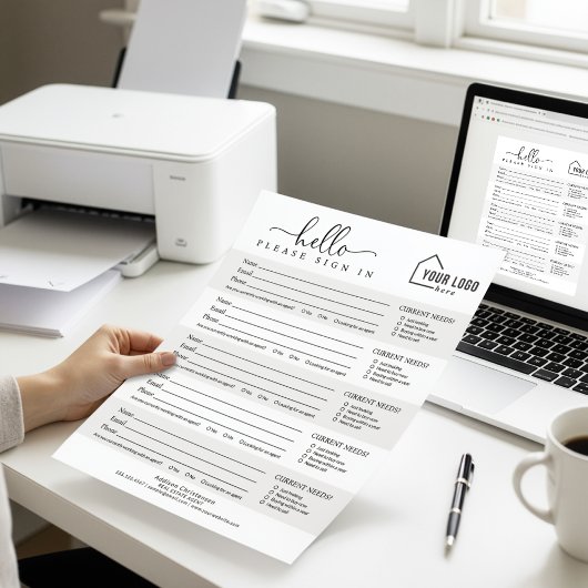 Downloadable Branded Logo Open House Sign-in Sheet ポスター