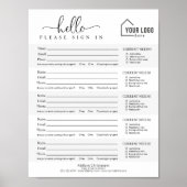 Downloadable Branded Logo Open House Sign-in Sheet ポスター (正面)