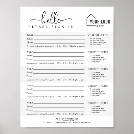Downloadable Branded Logo Open House Sign-in Sheet ポスター (正面)