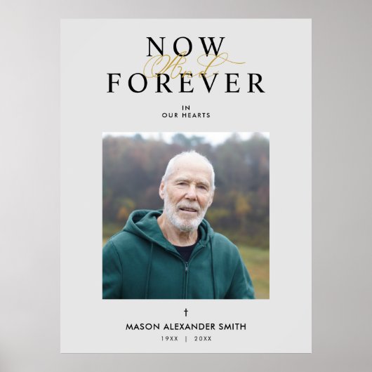 Downloadable Exquisite Gray Elegant Funeral Photo ポスター (正面)