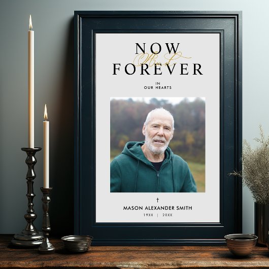 Downloadable Exquisite Gray Elegant Funeral Photo ポスター