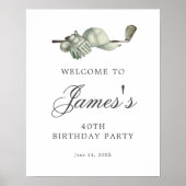 DOWNLOADABLE Golf 40th Birthday Welcome Sign ポスター (正面)