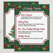Downloadable Green Plaid Holiday Specials Menu シーズンカード (正面/裏面)