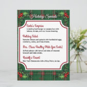 Downloadable Green Plaid Holiday Specials Menu シーズンカード (スタンド正面)