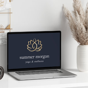 DOWNLOADABLE Navy & Lotusロゴ金ゴールドのビジネスサイン ポスター
