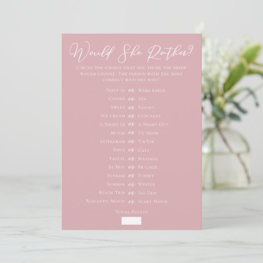 Downloadable Pink Bridal Shower Guess Game カード (スタンド正面)