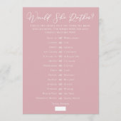 Downloadable Pink Bridal Shower Guess Game カード (正面)