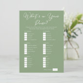 Downloadable Sage Green Purse Bridal Shower Game カード (スタンド正面)