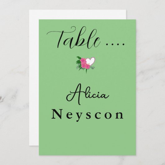 Downloadable Wedding Greenery flowers and a heart 招待状 (正面/裏面)