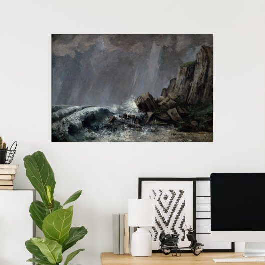 Downpour at Etretat ポスター (ホームオフィス)