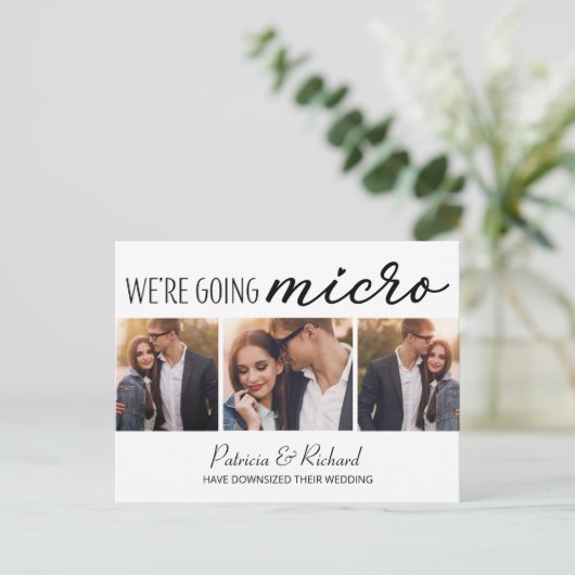 Downsize結婚の発表かわいい3枚 ポストカード (スタンド正面)