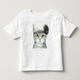 Downton猫レースと宝石で飾られる トドラーTシャツ