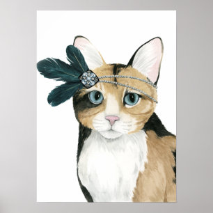 Downton猫羽と宝石で飾られる ポスター