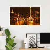 Downtown Buffalo NY at Night Vintage ポスター (ホームオフィス)