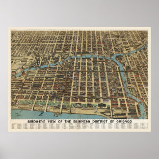 Downtown Chicago, 1898 (Poole Bros) BigMapBlog.com ポスター