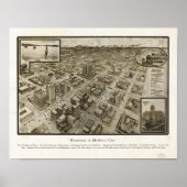 Downtown Houston Texas 1912 Antique Panoramic Map ポスター (正面)
