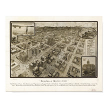 Downtown Houston Texas 1912 Antique Panoramic Map