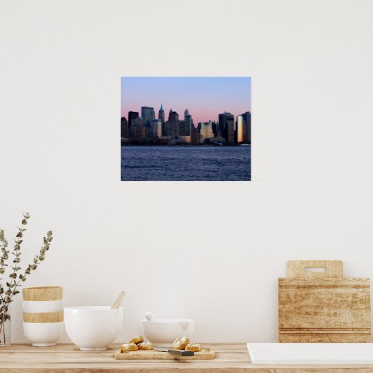 Downtown Manhattan at dusk 2 ポスター (キッチン)