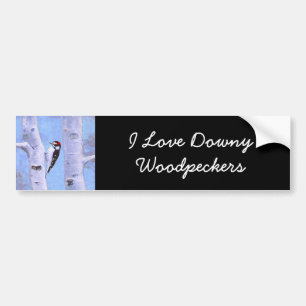 Downy Woodpecker Painting - Original Bird Art バンパーステッカー