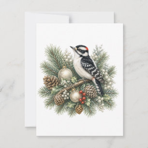 Downy Woodpecker Winter Songbirds Collection ノートカード