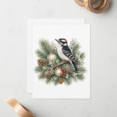 Downy Woodpecker Winter Songbirds Collection ノートカード (正面/裏面インサイチュ)