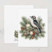 Downy Woodpecker Winter Songbirds Collection ノートカード (正面/裏面)