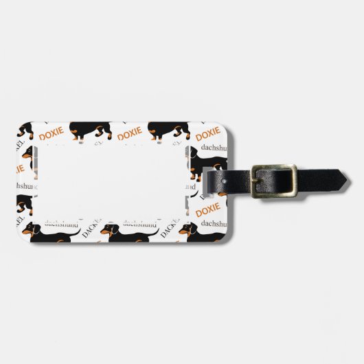 Doxieかわいいダックスフントかパターン ラゲッジタグ (正面横)