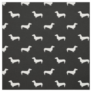 Doxieのシルエット犬の生地-ダックスフントの生地 ファブリック