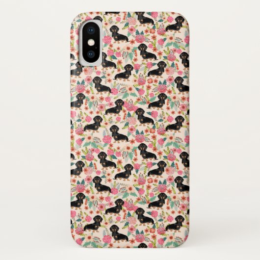 Doxieの花の電話箱- doxieを黒くし、日焼けさせて下さい Case-Mate iPhoneケース (裏面)