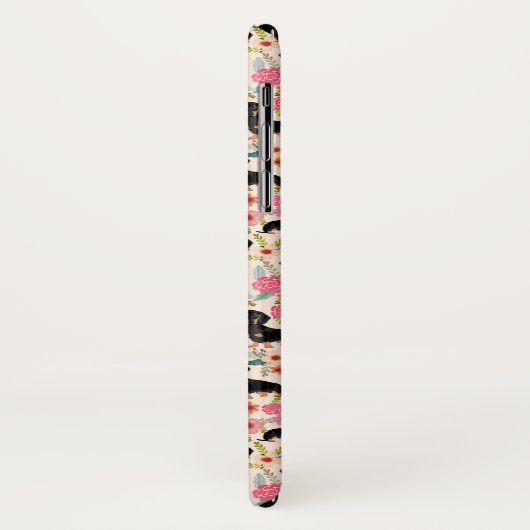 Doxieの花の電話箱- doxieを黒くし、日焼けさせて下さい Case-Mate iPhoneケース (裏面/左)