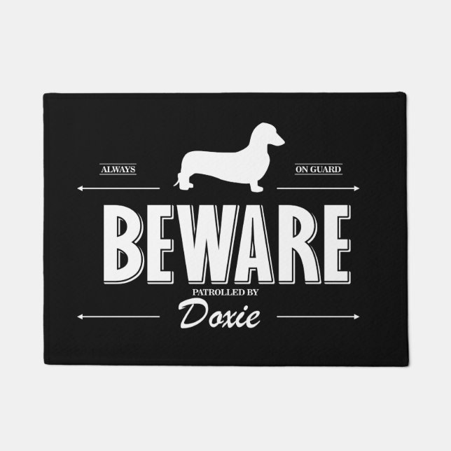 Doxie （滑らかな）に注意 ドアマット (正面)
