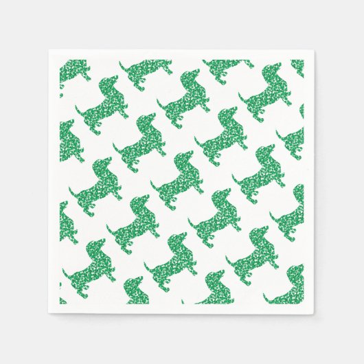 Doxie-in-Shamrocks スタンダードカクテルナプキン (正面)