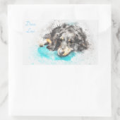 DOXIE LOVEロングヘアダッチシュント楕円ステッカー 長方形シール (バッグ)