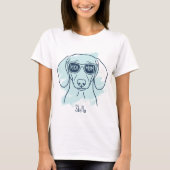 Doxie Mom Ice Blue T-Shirt with Custom Name Tシャツ (正面)