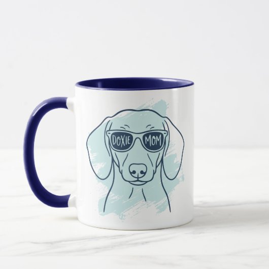 Doxie Mom Mug – Personalized Ice Blue Dachshund マグカップ (左)