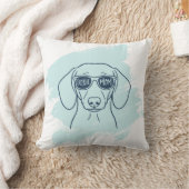 Doxie Mom Pillow Ice Blue Pastel Dachshund Name クッション (ブランケット)