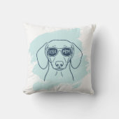 Doxie Mom Pillow Ice Blue Pastel Dachshund Name クッション (正面)