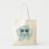 Doxie Mom Tote Bag  Custom Name Ice Blue Dachshund トートバッグ (正面)