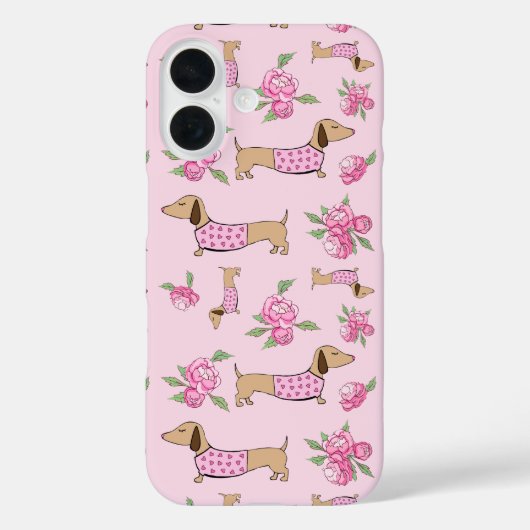 Doxie + PeoniesフローラDachshund携帯電話ケース Case-Mate iPhoneケース (裏面)