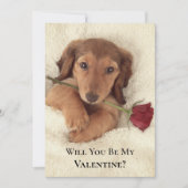 Doxie Red Rose Glam Glitter Valentine シーズンカード (正面)