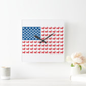 Doxie-USA-FLAG-for-Darks スクエア壁時計 (ホーム)