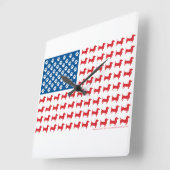 Doxie-USA-FLAG-for-Darks スクエア壁時計 (傾斜)