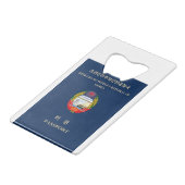 DPRK北朝鮮の紋章のJucheの社会主義共産主義者 クレジットカード栓抜き (裏面アングル)