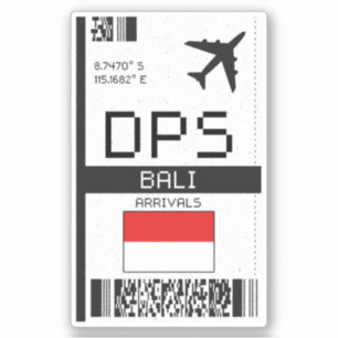 DPS Bali，インドネシアボーディングパス – 空港旅行 シール