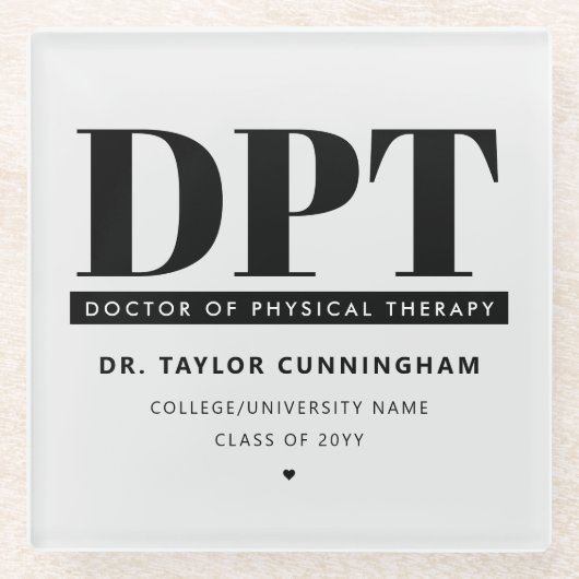 DPTパーソナライズされたモダンフィジカルセラピー ガラスコースター (正面)