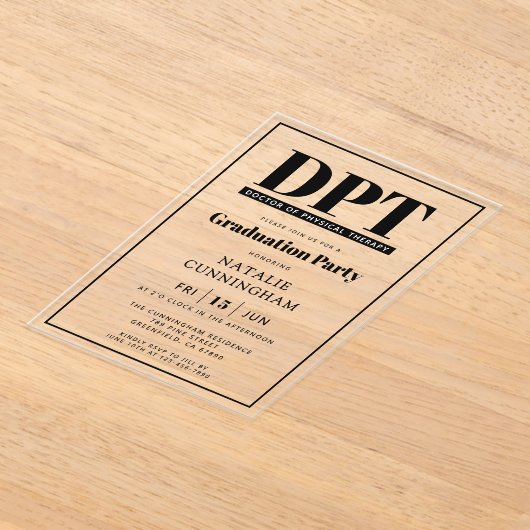 DPTモダンフィジカルセラピー卒業博士 アクリル招待状 (レイダウン)