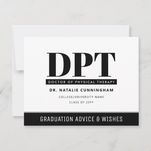 DPT卒業パーソナライズされたアドバイスとウィッシュ ノートカード (正面)