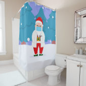 drサンタクロースcovidクリスマスマスク顔ドクター シャワーカーテン (インサイチュ)