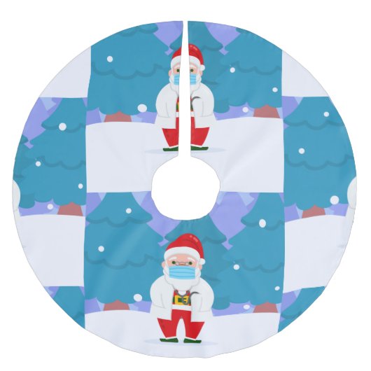 drサンタクロースcovidクリスマスマスク顔ドクター ブラッシュドポリエステルツリースカート (正面)